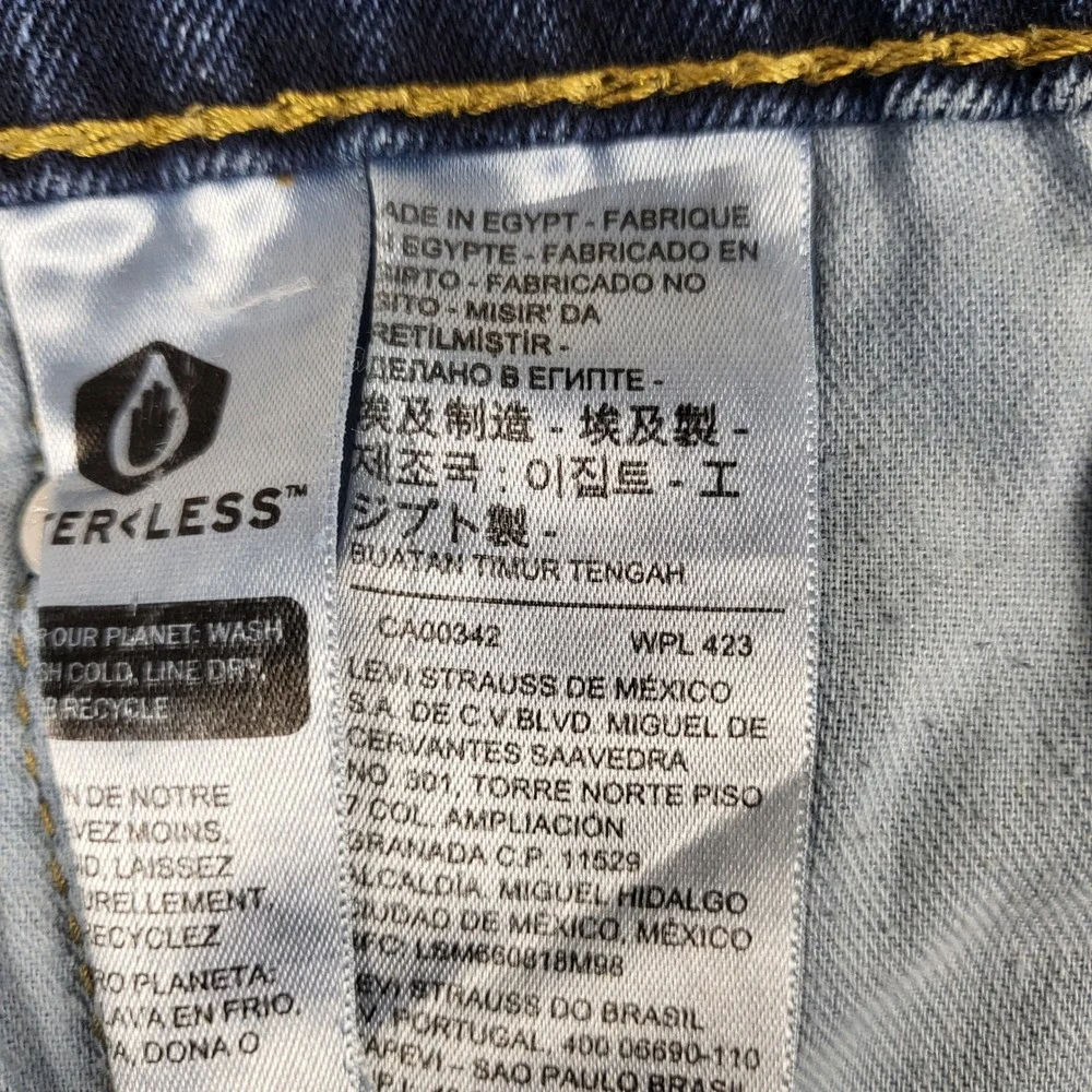Levi's 505 Regular Fit Jeans Mens 34x34 Blue Distressed Straight Leg‎ Denim